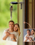 Personalised Couple Photo Clear Acrylic Keychain, Custom Print Couple Keepsake Charm, Mum Dad Key Ring, Birthday Housewarming Christmas Gift