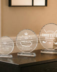 Personalised Crystal Glass Trophy, Custom Engraved Photo Employee Recognition Plaque, Graduate Teacher Sport Coach Award Logo Corporate Gift