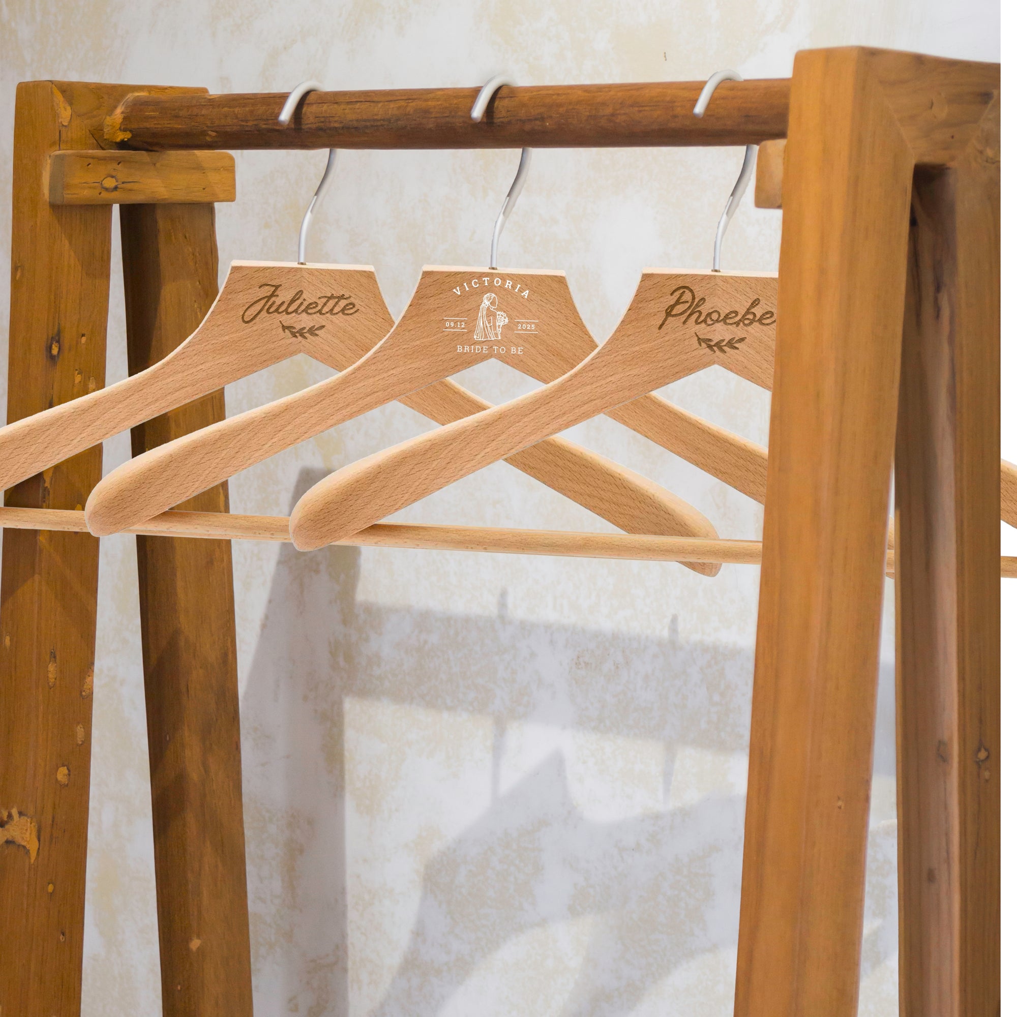 Personalised Deluxe Square Walnut/ Beech Wooden Hanger, Custom Logo Fashion Retail Hangers, Wedding Groomsman, Bridesmaid, Housewarming Gift