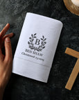 Personalised Embroidered Christening Baptism White Bath Towel, Custom Name Logo Newborn Baby Shower Gift, Godchild, Church Children Keepsake