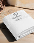 Personalised Embroidered Christening Baptism White Bath Towel, Custom Name Logo Newborn Baby Shower Gift, Godchild, Church Children Keepsake