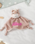 Personalised Embroidery Giraffe Comforter, Custom Baby Name Sleep Snuggle Kid Animal Soft Toy Blanket, Toddler Baptism, Birthday Shower Gift