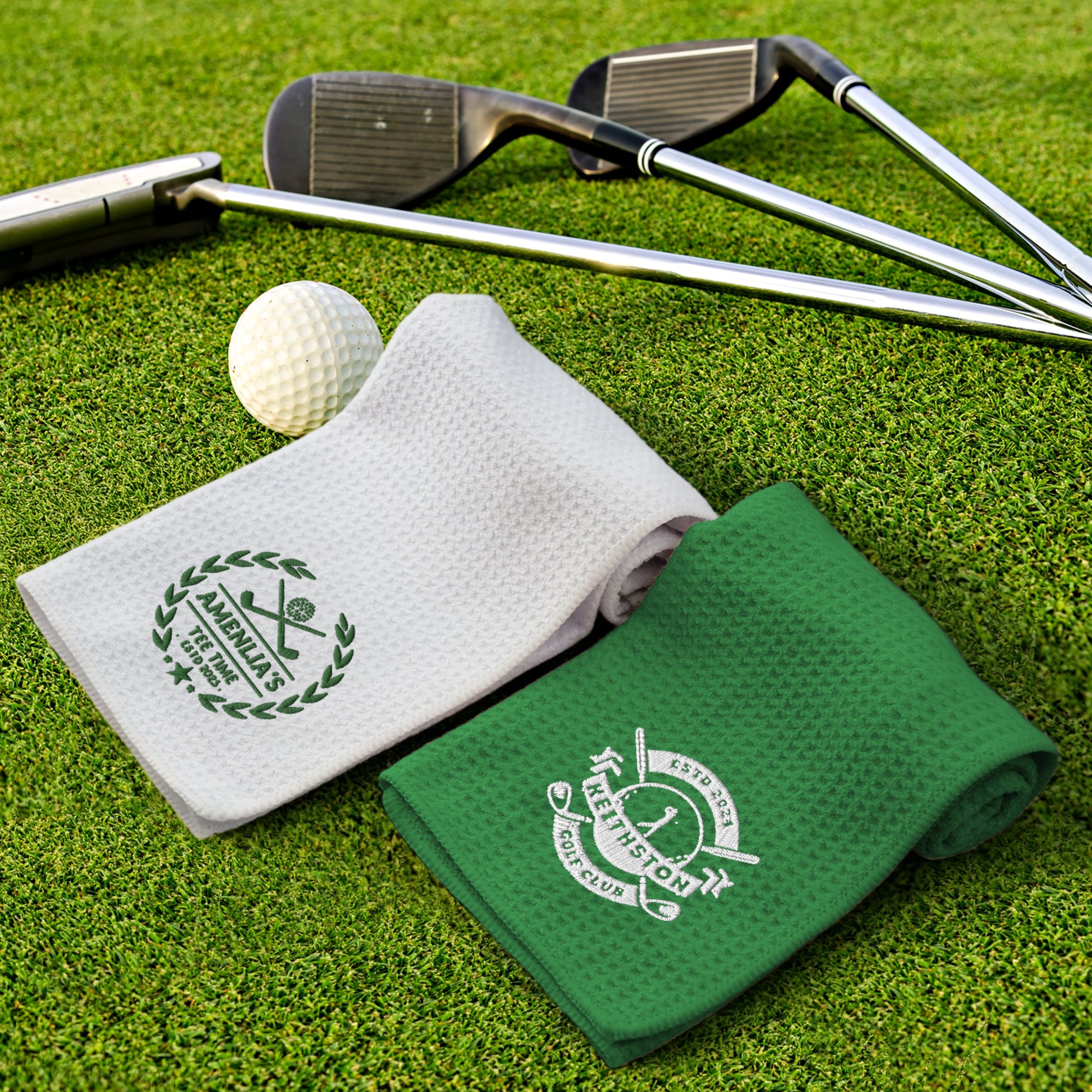 Personalised Embroidery Microfiber Golf Towel, Customised Name Logo Quick Dry Gym Waffle Towels, Sport, Workout, Golfer, Xmas Corporate Gift
