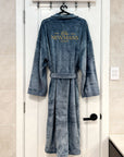 Personalised Embroidery Plush Bathrobe, Custom Name Embroidered Luxury Men Women Dressing Gown, Logo Spa Robe, Housewarming Anniversary Gift