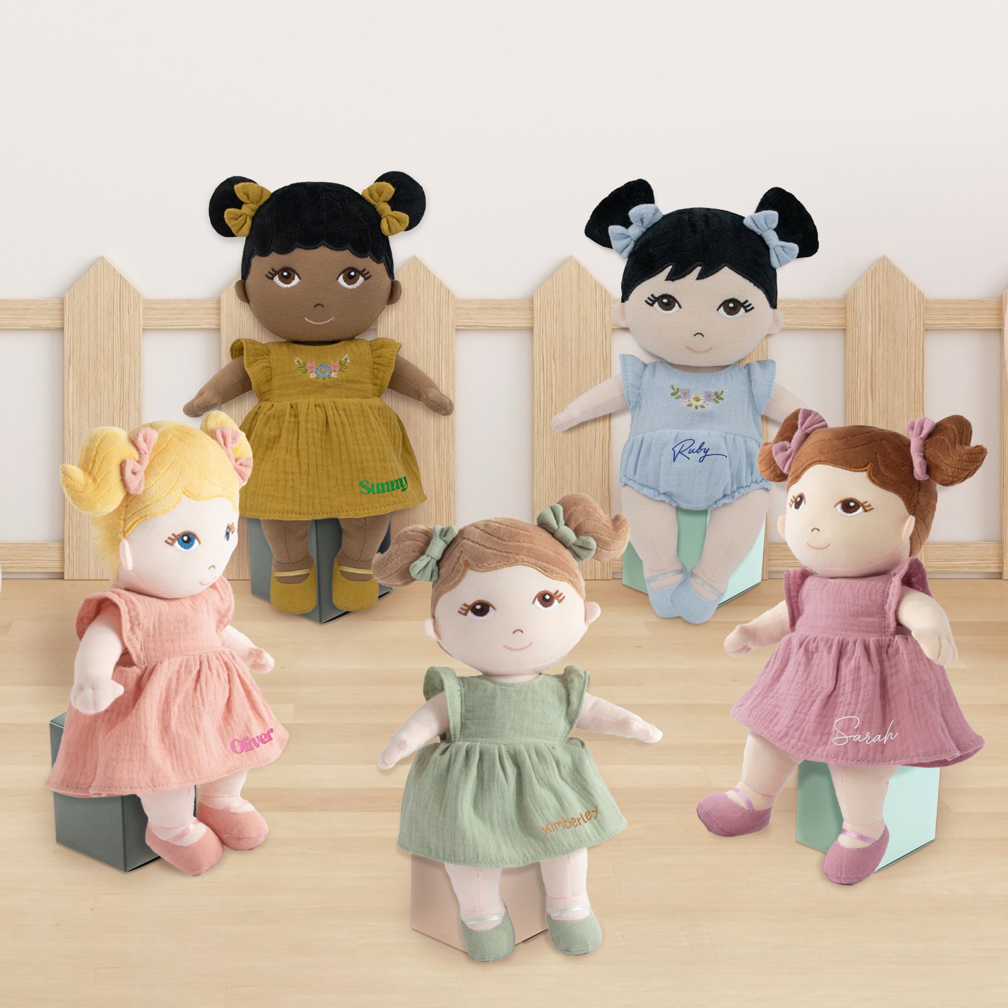 Personalised Embroidery Plush First Baby Doll, Custom Embroidered Name Sleep Soft Little Baby Toy Girl Christening Birthday Shower Xmas Gift