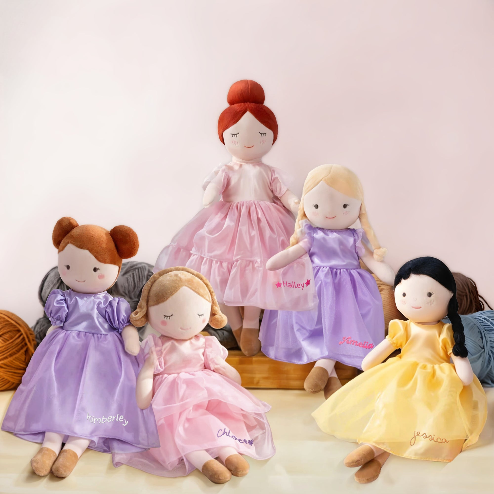 Personalised Embroidery Plush Princess Doll, Custom Embroidered Name Ballerina, Girl Sleep Soft Baby Toy, Christening, Birthday Shower Gift