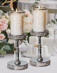 Personalised Engraved Metallic Silver Glass Unity Candles & Holders Set, Custom Wedding Ceremony Engagement Union, Baptism Anniversary Gift