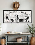 Personalised Family Name Farmhouse Rustic Sign | Custom UV Print Wooden Frame Wall Decor, Cattle Ranch Homestead Signage, Housewarming Gift