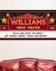 Personalised Family Name Home Cinema Pop Art Retro Sign, Custom Print Wood Frame Wall Decor Marquee Movie Theatre Signage, Housewarming Gift