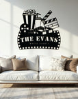 Personalised Family Name Movie Theme Sign, Custom Wood Acrylic Cinefilm Plaque Wall Art, Home Cinema Theatre Signage Decor Housewarming Gift