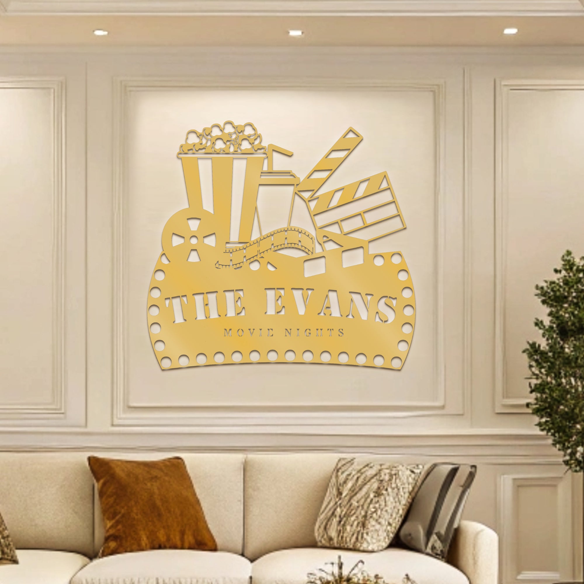 Personalised Family Name Movie Theme Sign, Custom Wood Acrylic Cinefilm Plaque Wall Art, Home Cinema Theatre Signage Decor Housewarming Gift