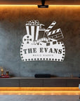 Personalised Family Name Movie Theme Sign, Custom Wood Acrylic Cinefilm Plaque Wall Art, Home Cinema Theatre Signage Decor Housewarming Gift