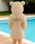 Personalised Fluffy Teddy Kid Bathrobe, Custom Name Embroidered Baby Dressing Gown Bear Ear Hooded Baby Robe, Christening Birthday Xmas Gift