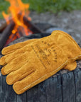 Personalised Genuine Leather Outdoor Wrist Gloves, Custom Engraved Logo Garden, Camping, BBQ, Fireplace Heat Protective Gloves, Mom Dad Gift