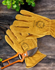 Personalised Genuine Leather Outdoor Wrist Gloves, Custom Engraved Logo Garden, Camping, BBQ, Fireplace Heat Protective Gloves, Mom Dad Gift