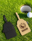 Personalised Golf Tee Holder Bag Tag, Custom Engraved Leatherette Golf Accessory, Groomsmen, Dad, Wedding, Xmas Business Logo Corporate Gift