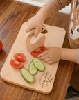 Personalised Kid Wooden Kitchen Cooking Tool Set & Cutting Board, Custom Engraved Junior Chef Children Learning Toy Baby First Birthday Gift