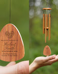Personalised Memorial Aluminium & Wooden Wind Chimes, Custom Logo Engraved In Loving Memory, Funeral Loss Sympathy Remembrance Keepsake Gift