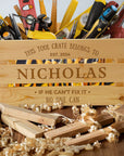 Personalised Men Crate, Workshop/ Garage Tools/ Snack/ Beer Storage, Dad Gift Box/ Groomsman Keepsake, Custom Engraved Rustic Farm Organiser