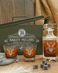 Personalised Military Whiskey Ammo Can Gift Box - Star Decanter, 2 Scotch Glasses & 6 Ice Stones Set, Etched Army Barware Groomsman Dad Gift Set