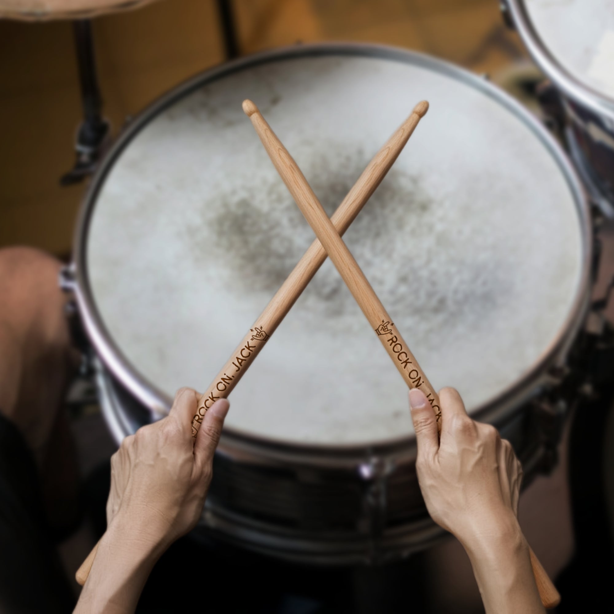 Personalised Pair of 5A Drumsticks & Engraved Leatherette Pouch, Custom Drum Sticks Holder Case, Jazz Rock, Drummers, Musician Dad Xmas Gift