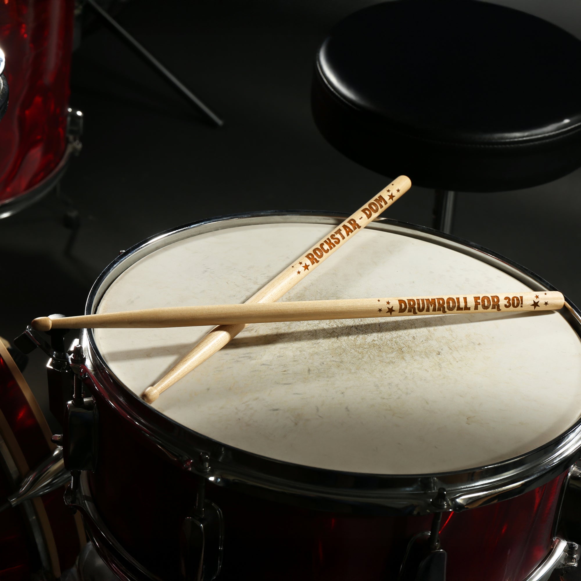 Personalised Pair of 5A Drumsticks & Engraved Leatherette Pouch, Custom Drum Sticks Holder Case, Jazz Rock, Drummers, Musician Dad Xmas Gift