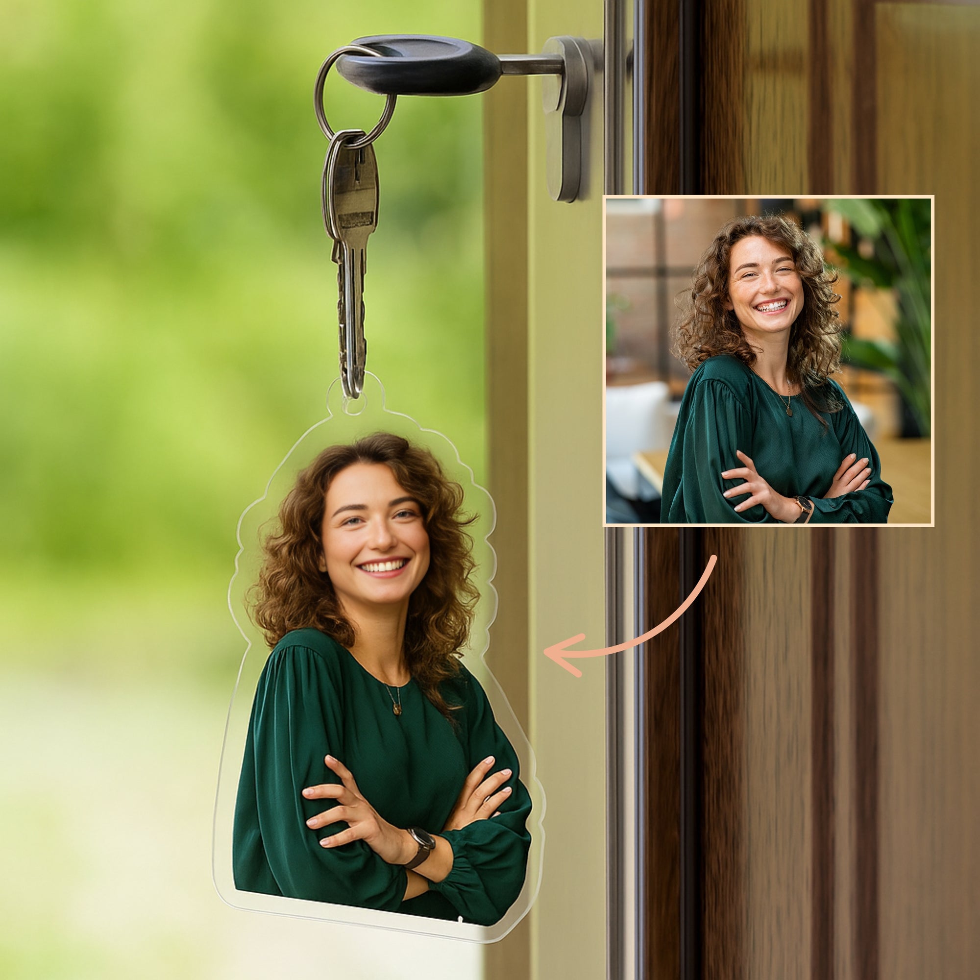 Personalised Person Photo Clear Acrylic Keychain, Custom Print Corporate Logo Charm Key Ring, Birthday Housewarming, Him/ Her Christmas Gift