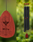 Personalised Pet Memorial Wind Chimes, Custom Logo Engraved In Loving Memory, Funeral Loss Sympathy Remembrance Cat, Dog Loss Keepsake Gift