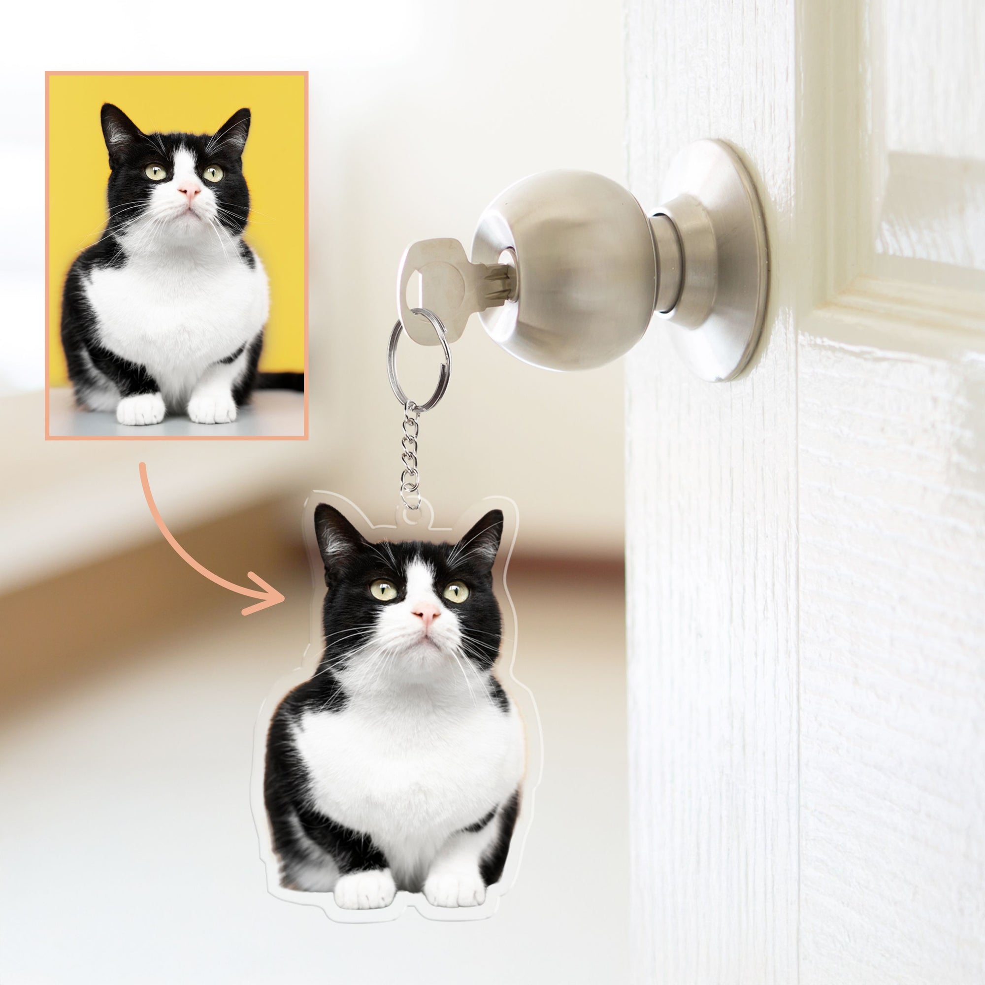 Personalised Pet Photo Clear Acrylic Keychain, Custom Print Corporate Logo Charm, Dog/ Cat Key Ring, Birthday/ Housewarming/ Christmas Gift