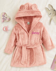 Personalised Plush Kid Bathrobe, Custom Name Embroidered Baby Dressing Gown, Bear Ear Hooded Bear Baby Robe, Christening Birthday, Xmas Gift