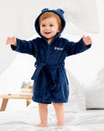 Personalised Plush Kid Bathrobe, Custom Name Embroidered Baby Dressing Gown, Bear Ear Hooded Bear Baby Robe, Christening Birthday, Xmas Gift