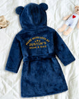 Personalised Plush Kid Bathrobe, Custom Name Embroidered Baby Dressing Gown, Bear Ear Hooded Bear Baby Robe, Christening Birthday, Xmas Gift