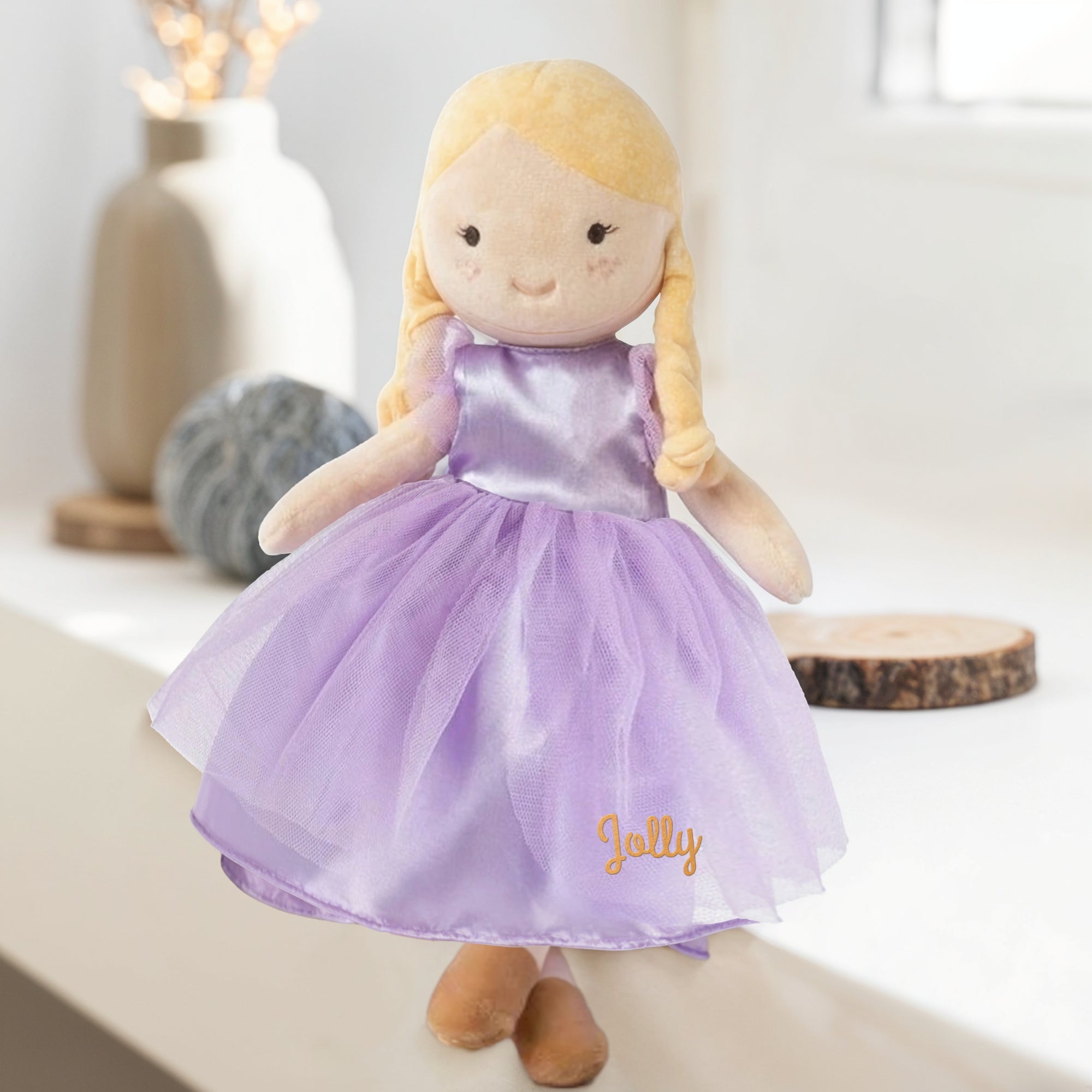 Personalised Embroidery Plush Princess Doll, Custom Embroidered Name Ballerina, Girl Sleep Soft Baby Toy, Christening, Birthday Shower Gift
