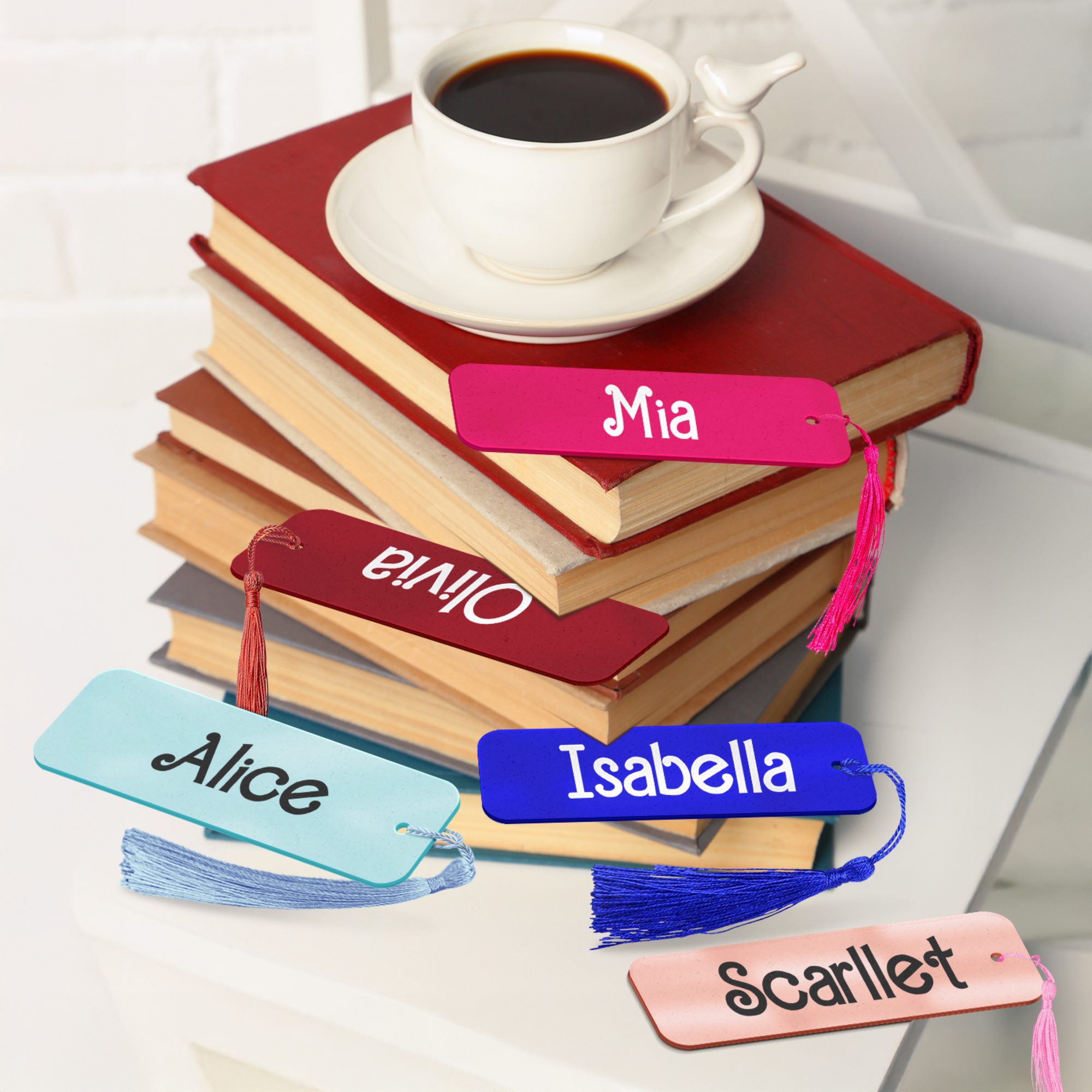 Personalised Mirror Acrylic Baby Bookmark & Tassel, Custom Print Logo Book Card, Reading Lover Name Tag Event Corporate Gift, Wedding Favour