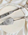 Personalised Gold/ Silver Wedding Plated Cake Serving Set, Custom Engraved Name Date Cutting Pastry Knife & Server Birthday Anniversary Gift