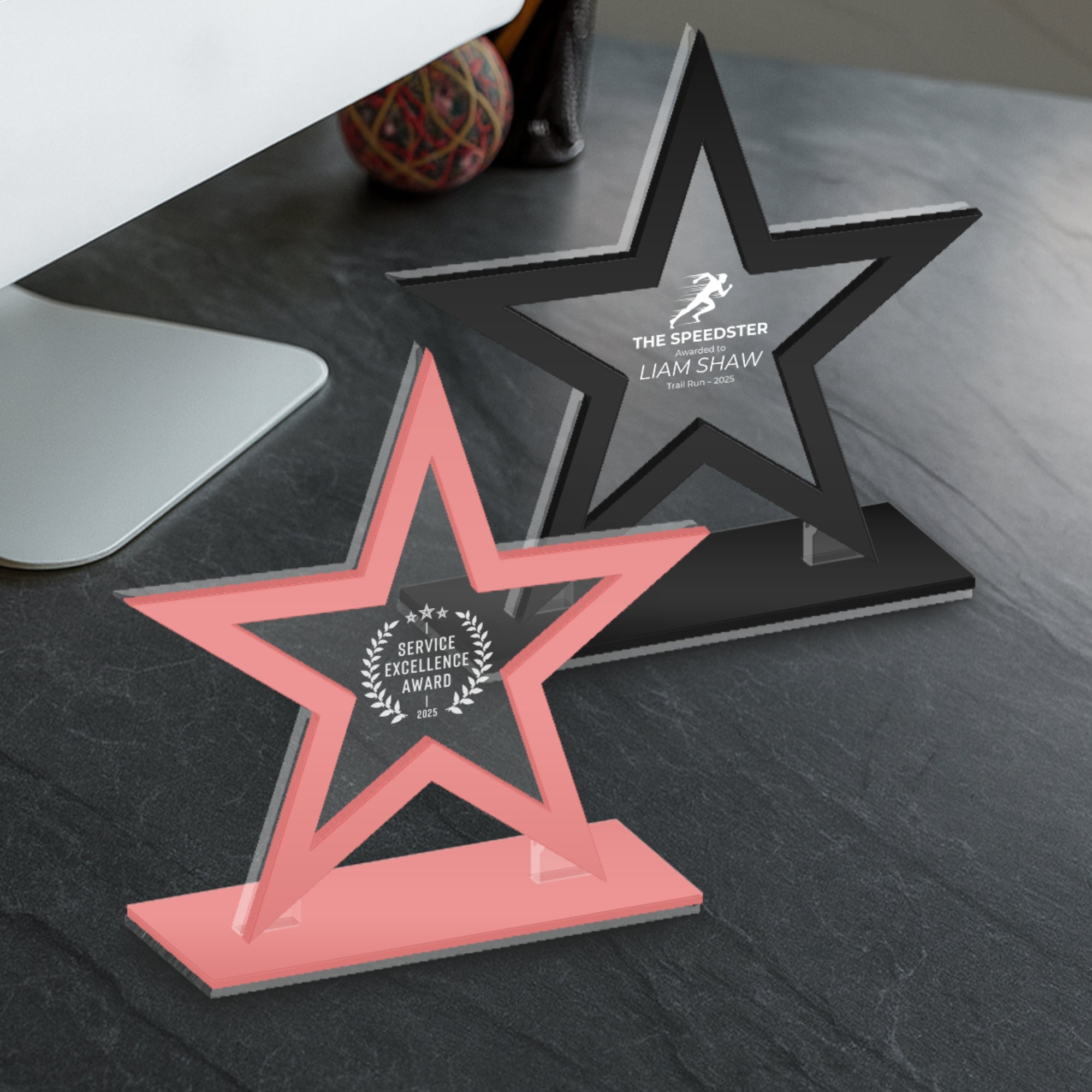 Personalised Star Award Plaque/ Custom 3D Engraved Acrylic School Graduate Teacher Trophy, Sport Coach, Mentor Keepsake, Xmas Corporate Gift