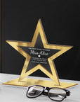 Personalised Star Award Plaque/ Custom 3D Engraved Acrylic School Graduate Teacher Trophy, Sport Coach, Mentor Keepsake, Xmas Corporate Gift