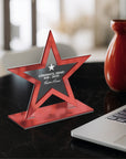 Personalised Star Award Plaque/ Custom 3D Engraved Acrylic School Graduate Teacher Trophy, Sport Coach, Mentor Keepsake, Xmas Corporate Gift