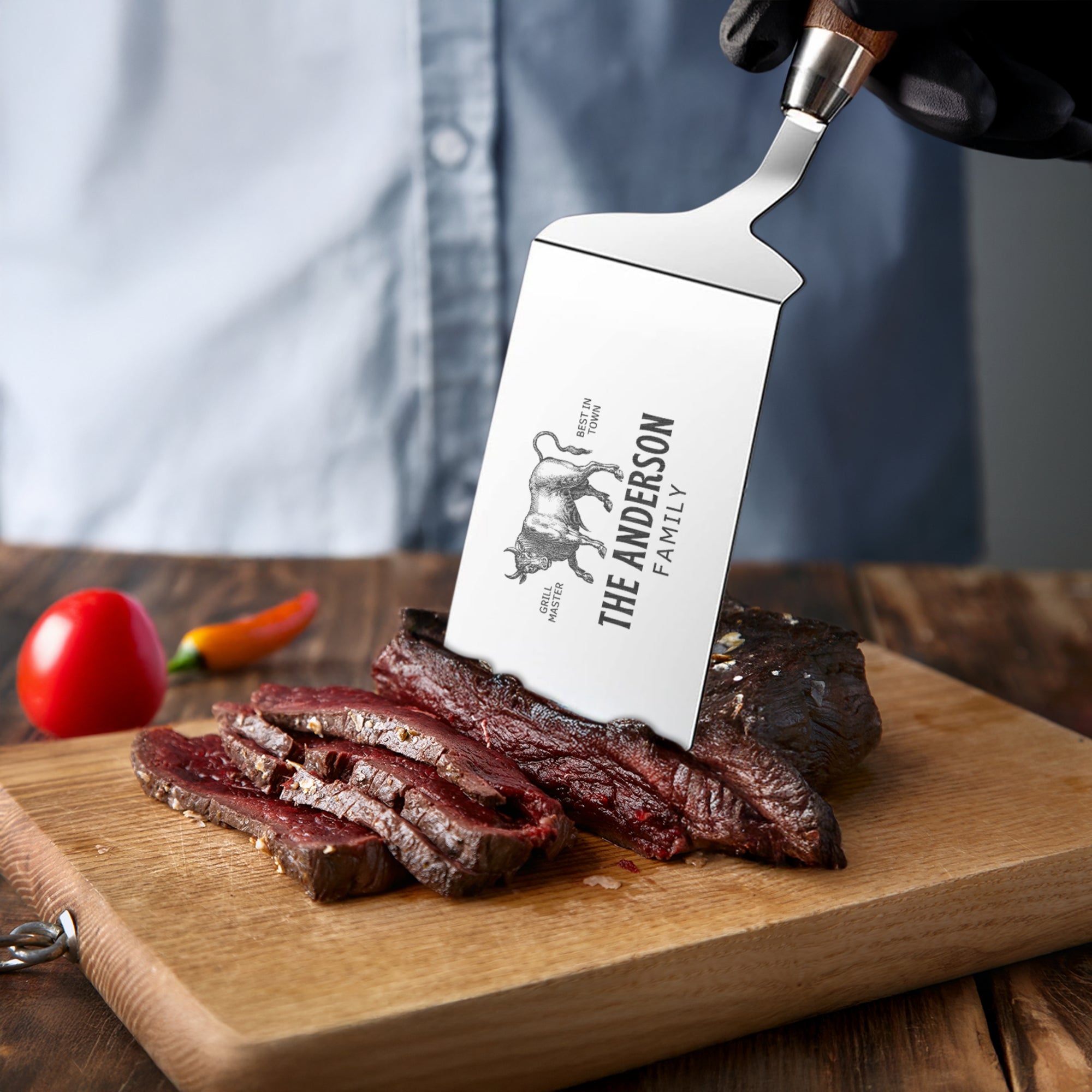 Personalised Nonstick Steel Turner, Custom Engraved Spatula/ Egg Flipper/ BBQ Grill Tool/ Kitchen Utensil Mom Housewarming, Fathers Day Gift