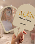 Personalised UV Print & 3D Raised Business Logo Acrylic Handheld Mirror - Hair Barbershops, Lash Brow, Makeup, Cosmetic Spa, Dental, Beauty