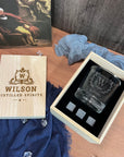Personalised Wooden Whiskey Gift Box, Sleek Round Glass, Ice Stones, Coaster, Custom Engraved Logo Groomsman Barware, Wedding Corporate Gift