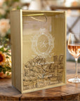 Personalised Wooden & Acrylic Lid Cork Collection Storage/ Engraved Double Wine Bottle Holder Box, Custom Logo Wedding, Housewarming, Birthday, Retirement, Corporate Gift