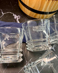 Personalised Wooden Barrel Whiskey Box, 2 Prism Glasses, 6 Ice Stones | Custom Engraved Barware Set, Dad, Groomsmen, Retirement, Xmas Gift