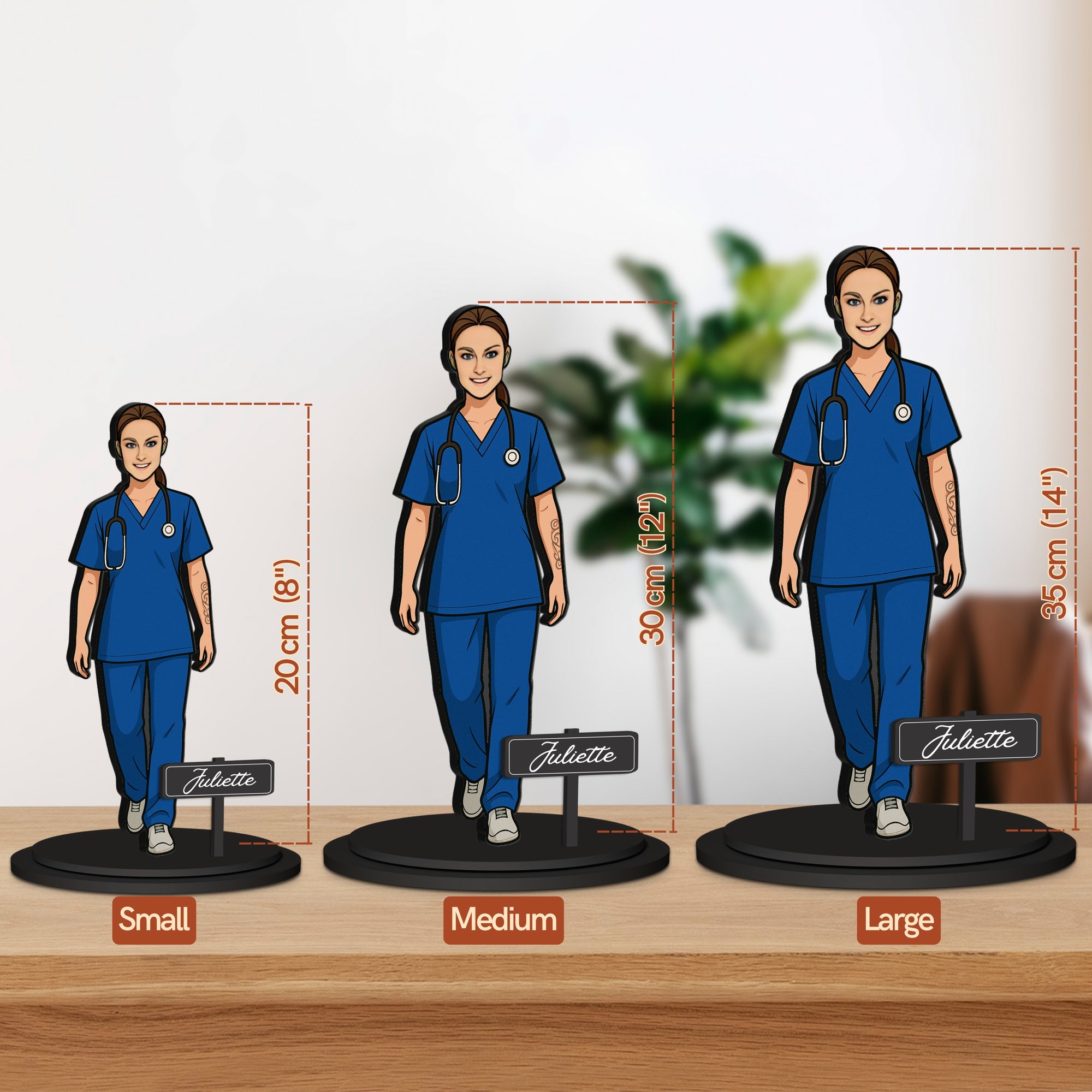 Personalised 3D Wooden Cartoon Profession Figurine Display, Custom Print Photo Portrait Hobby Caricature Home Decor, New Job, Christmas Gift