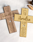 Personalised Wooden Christening Cross, Custom Engraved Religious Family Name Sign, Baptism Decor, Birthday, Wedding, Newborn, Memorial Gift