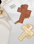 Personalised Wooden Floral Christening Cross, Custom Engraved Religious Name Sign, Baptism Decor, First Birthday, Wedding, Newborn Baby Gift