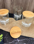 Personalised Wooden Lid Jar, Custom Etched Printed Treat, Food, Snack Glass Storage, Cookie Lolly Canister Teacher Anniversary Mom Xmas Gift