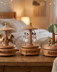 Personalised Wooden Music Carousel , Custom Etched Kid Toy, Nursery Decor Baby Shower Keepsake First Birthday Child Baptism Christening Gift