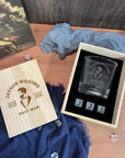 Personalised Wooden Whiskey Gift Box, Sleek Round Glass, Ice Stones, Coaster, Custom Engraved Logo Groomsman Barware, Wedding Corporate Gift