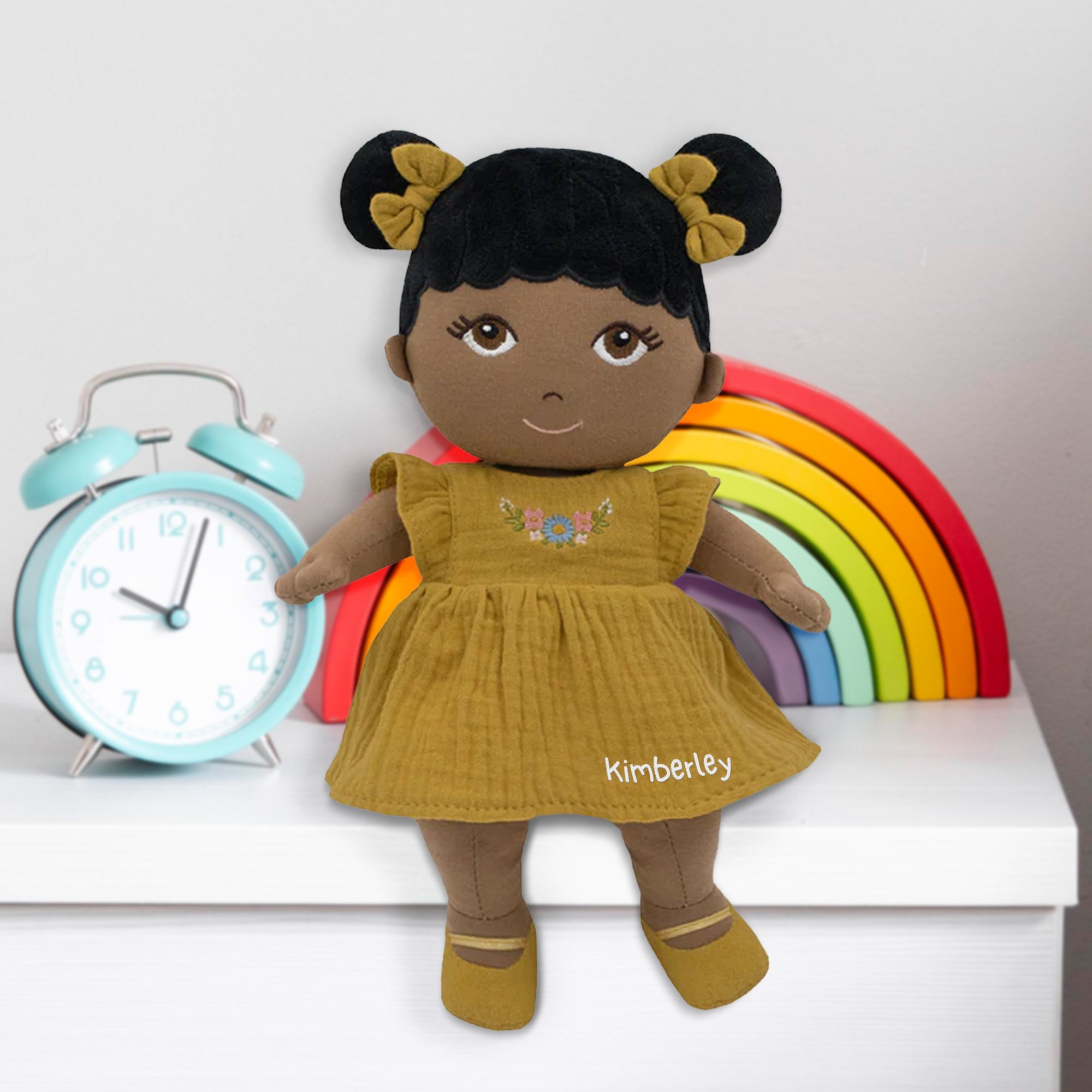 Personalised Embroidery Plush First Baby Doll, Custom Embroidered Name Sleep Soft Little Baby Toy Girl Christening Birthday Shower Xmas Gift